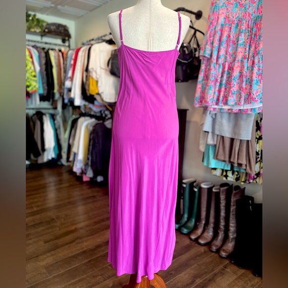 NWT Loft Slip V-Neck Maxi Dress in Magenta - Picture 3 of 6